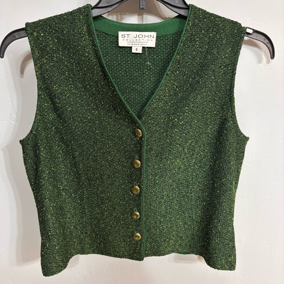 St. John Collection Tops - St. John Collection Hunter Green Tweed Tank/Vest Sz 6 EUC